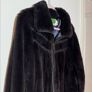 Anthropologie Charcoal Faux Fur Coat